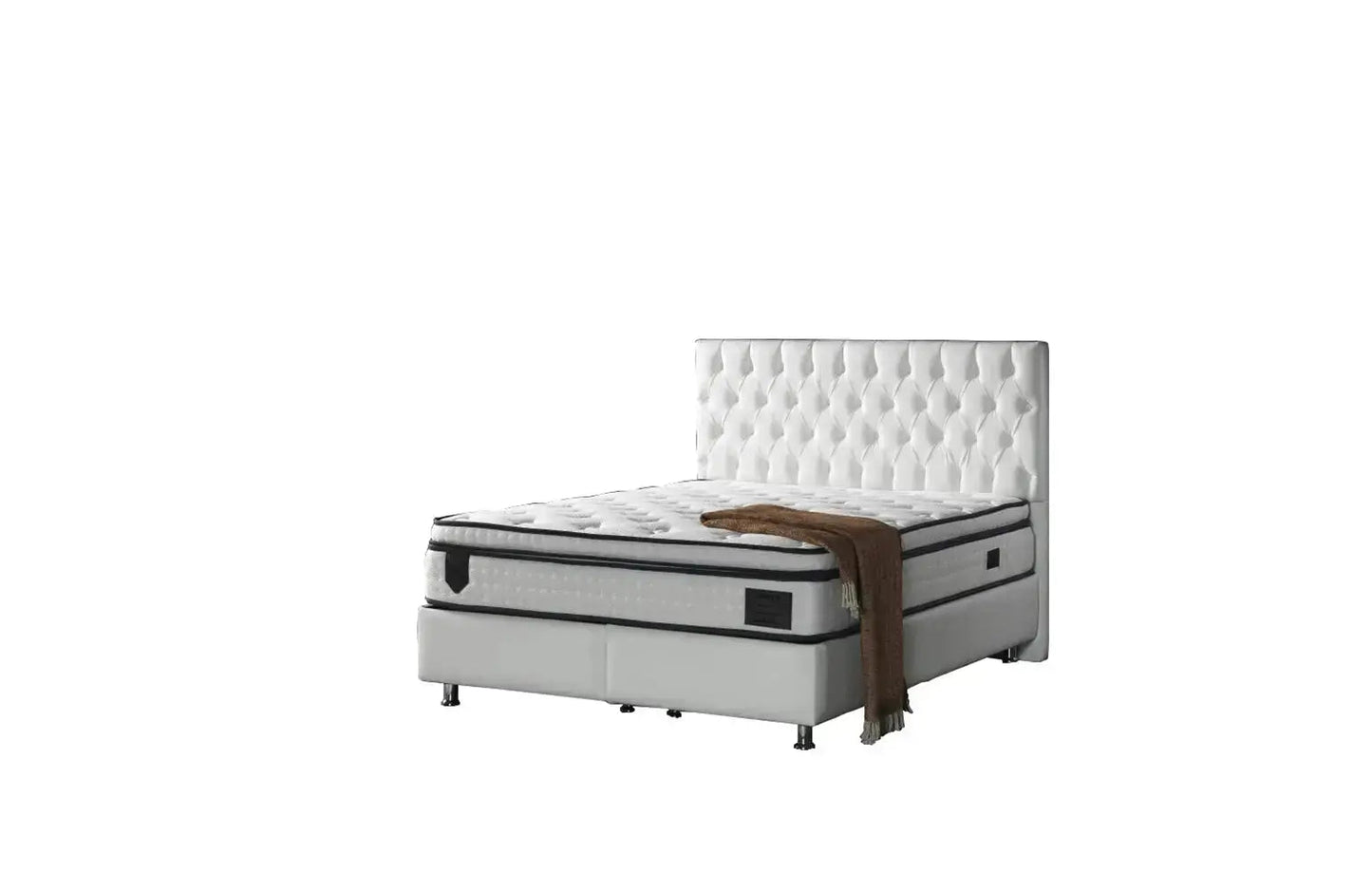 Nevada Full Storage Bed With Headboard White Vynil - Ferro Furniture