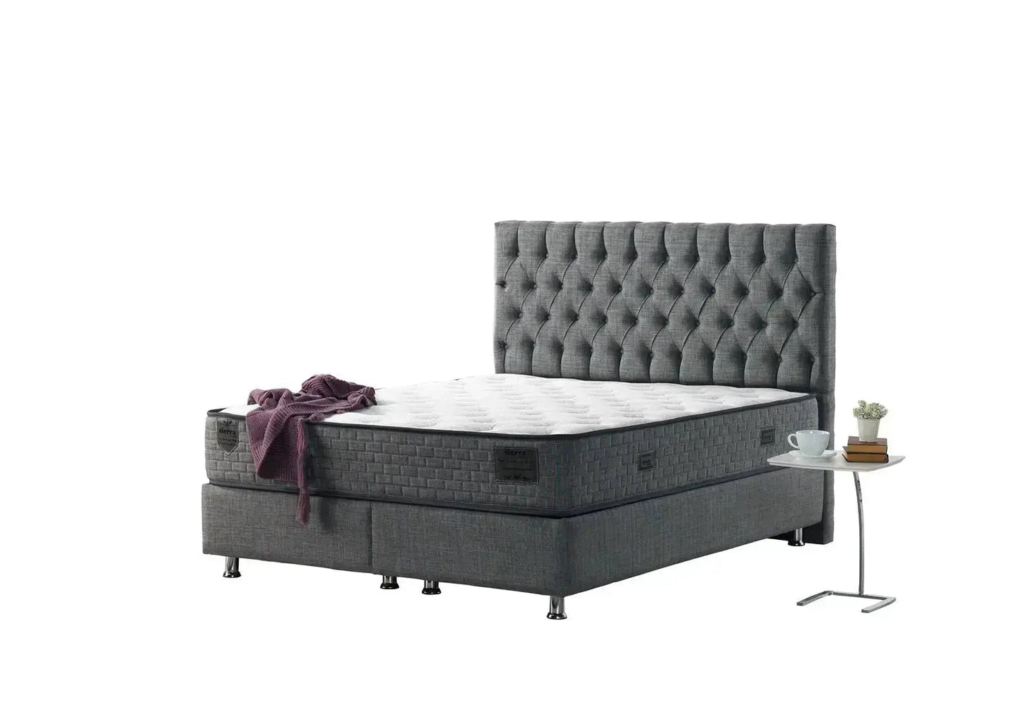 Nevada Queen Storage Bed With Headboard Grey - Ferro Furniture