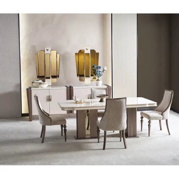 Nirvana Diningroom (Consol With Mirror & Dining Table & 6 Dining Chair) - Ferro Furniture