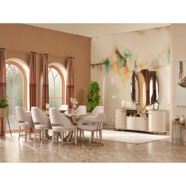 Paris Diningroom (Consol With Mirror & Dining Table & 6 Dining Chair) - Ferro Furniture