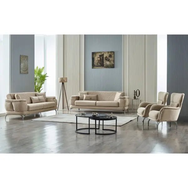 Resital Convertible Livingroom Set (2 Sofa & 2 Chair) Beige - Ferro Furniture