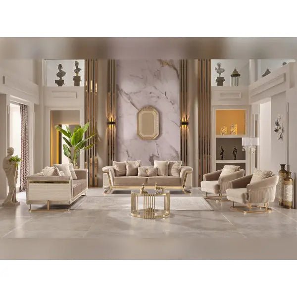 Rixos Stationary Livingroom (2 Sofa & 2 Chair) Beige - Ferro Furniture