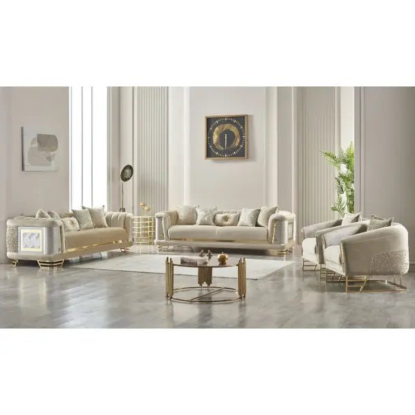Romans Stationary Livingroom (2 Sofa & 2 Chair) Beige - Ferro Furniture