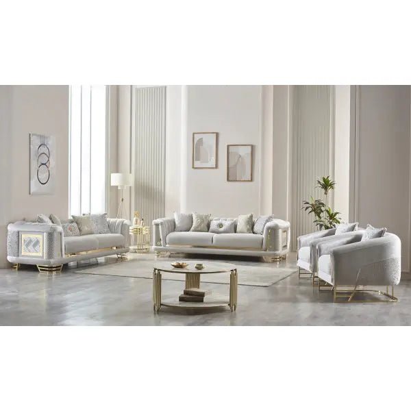 Romans Stationary Livingroom (2 Sofa & 2 Chair) Cream - Ferro Furniture