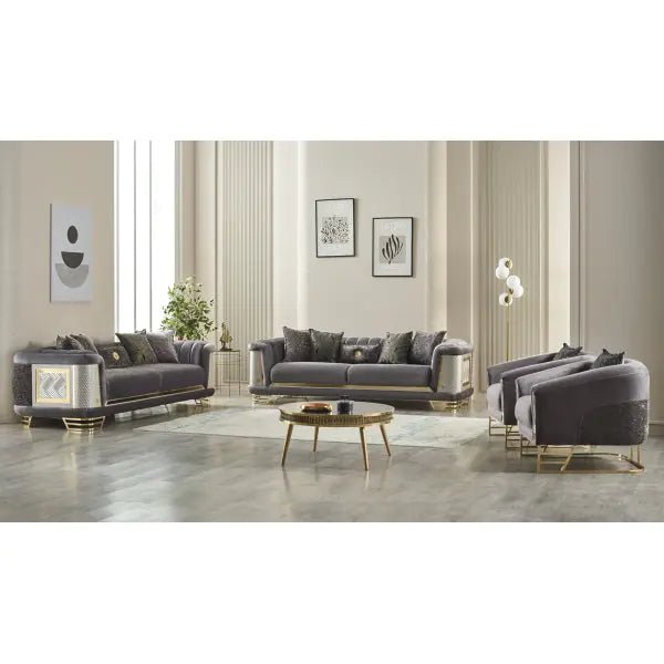 Romans Stationary Livingroom (2 Sofa & 2 Chair) Grey - Ferro Furniture