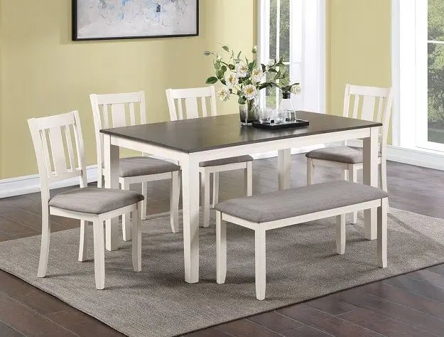 Rowan - 6 Piece Dinette Set With Bench - White - Ferro Furniture