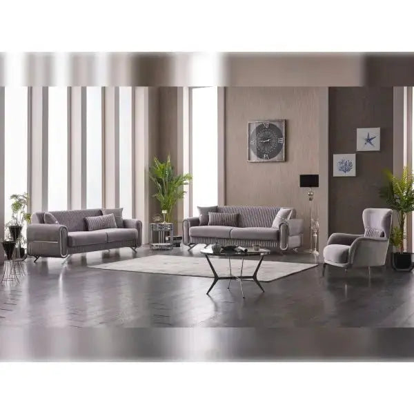 Royal Convertible Livingroom Set (2 Sofa & 2 Chair) Light Grey - Ferro Furniture