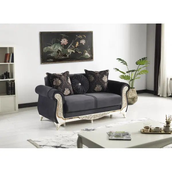 Rozet Convertible Livingroom Loveseat Anthracite - Ferro Furniture