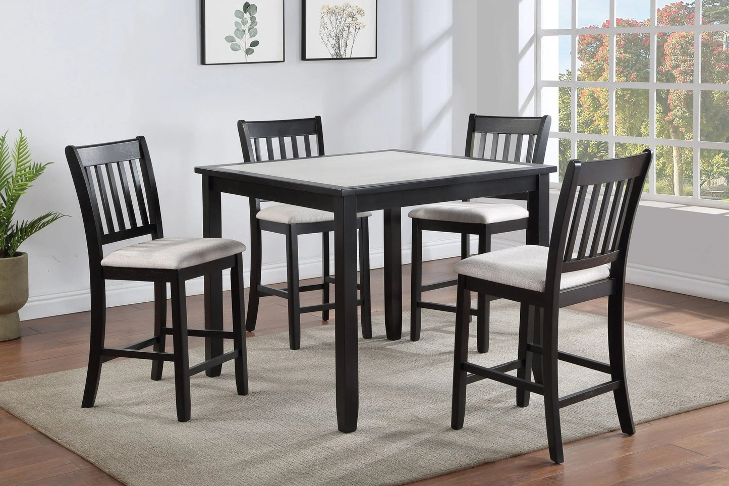 Salvador - 5 Piece Counter Height Set - White - Ferro Furniture