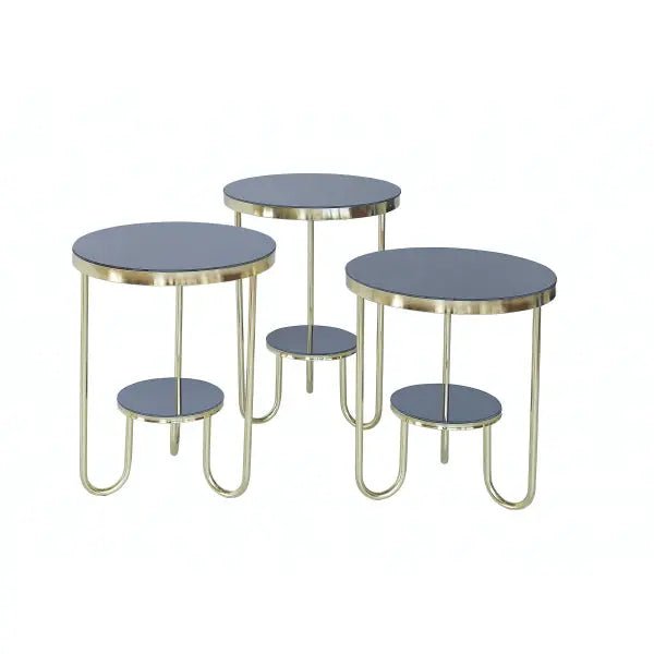 Sasa Nesting Table Gold Legs - Black Top - Ferro Furniture