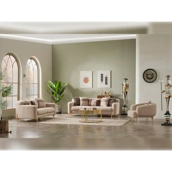 Shelby Stationary Livingroom (2 Sofa & 2 Chair) Beige - Ferro Furniture