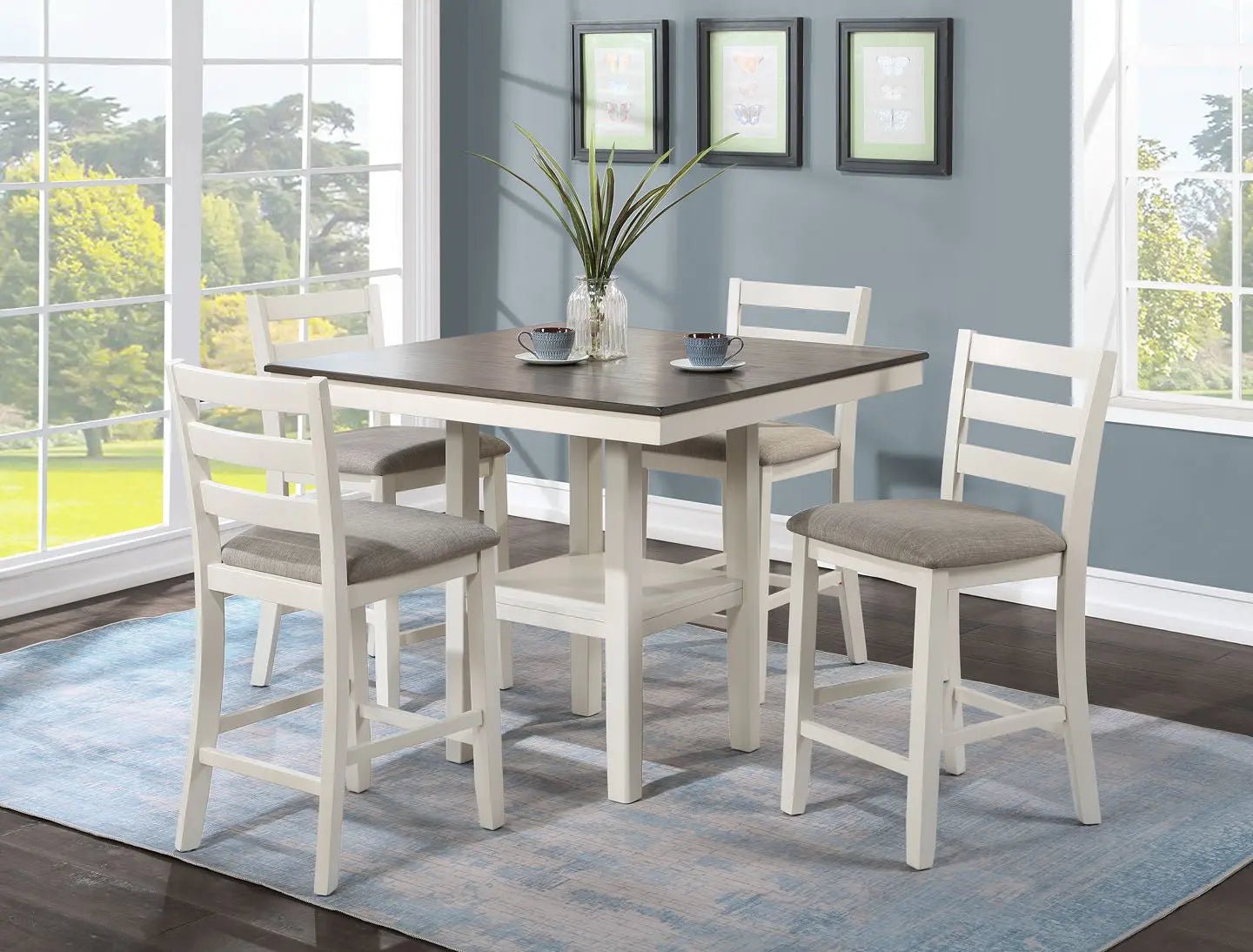 Tahoe - 5 Piece Counter Height Table - White - Ferro Furniture