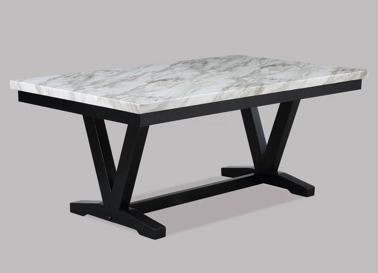 Tanner - Dining Table, Faux Carrara Marble - White - Ferro Furniture