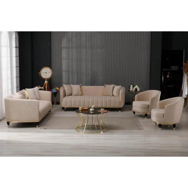 Toronto Stationary Livingroom (2 Sofa & 2 Chair) Cream - Ferro Furniture