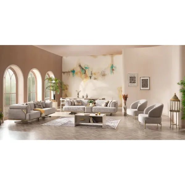 Urla Stationary Livingroom Set (1 Sofa & 1 Module Sofa & 2 Chair) Cream - Ferro Furniture