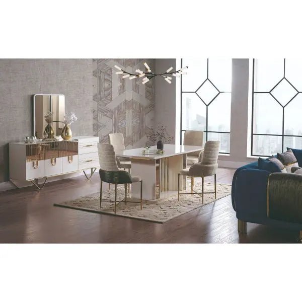 Valence Diningroom (Consol With Mirror & Dining Table & 6 Dining Chair) - Ferro Furniture