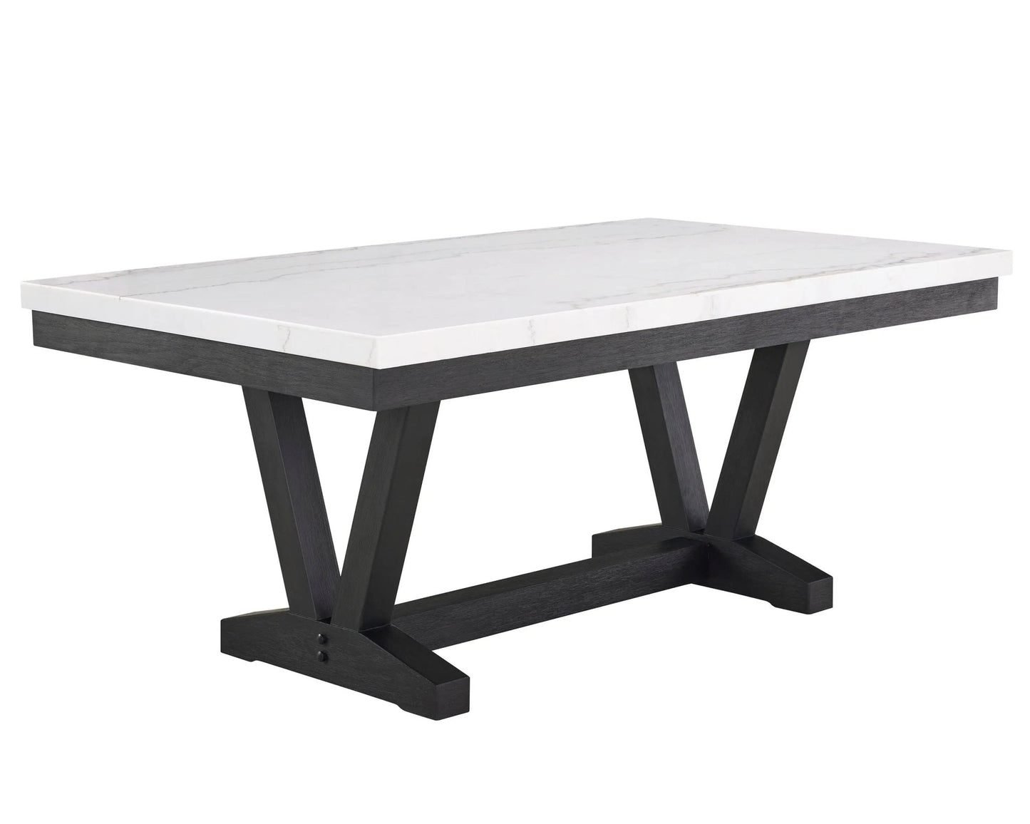Varley - Genuine Marble Dining Table - Charcoal & White - Ferro Furniture