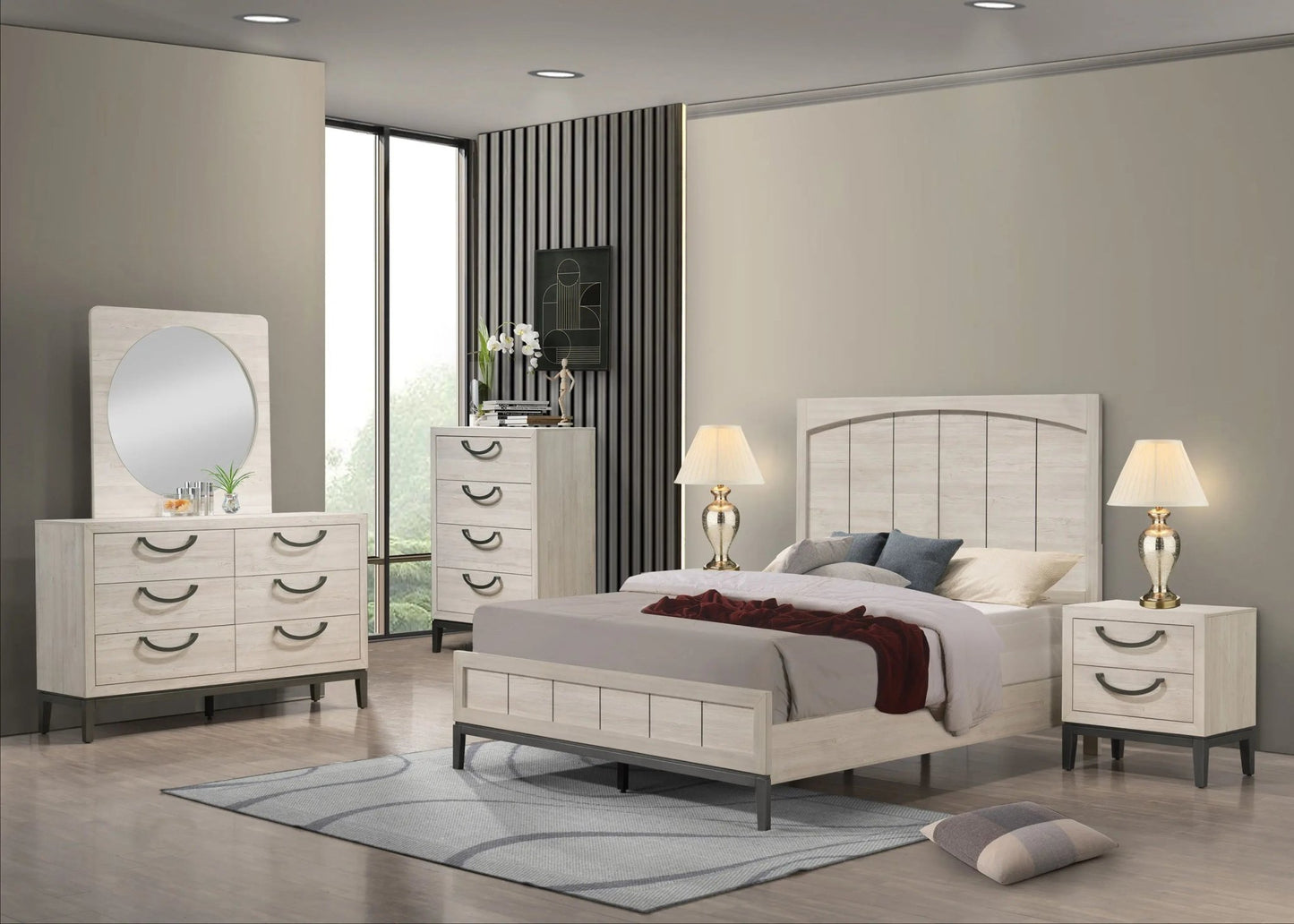Veda - Dresser And Mirror - Pearl Silver - Ferro Furniture