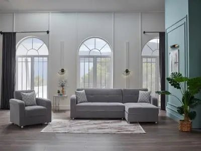 Vision Sectional Love Seat Part (Koopsi Gray) - Ferro Furniture