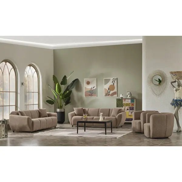 Vizyon Stationary Livingroom Set (2 Sofa & 2 Chair) Brown - Ferro Furniture
