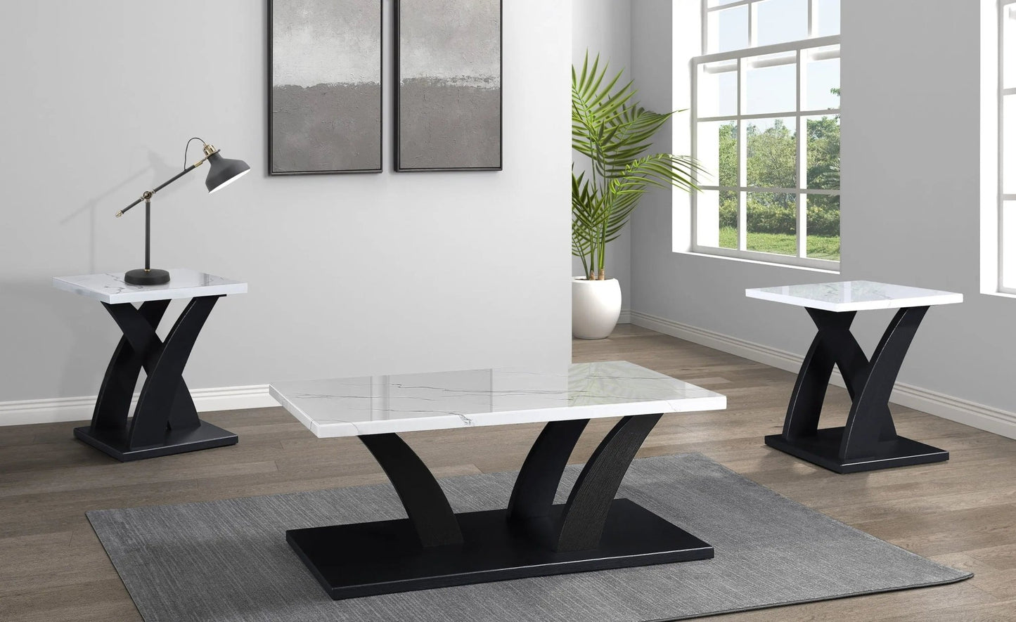 Zion - 3 Piece Cocktail Set - Black & White - Ferro Furniture