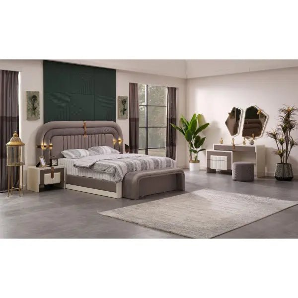 Zurich Bedroom (Queen Bed & Dresser With Mirror & 2 Nightstand ) - Ferro Furniture