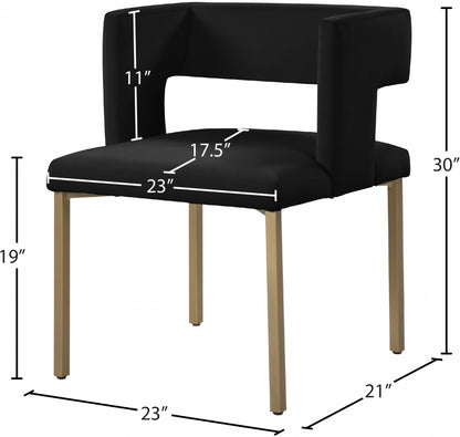 Caleb - Velvet Dining Chair with Gold Finished (Set of 2)