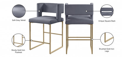 Caleb Counter Stool with Gold Finished (Set of 2)