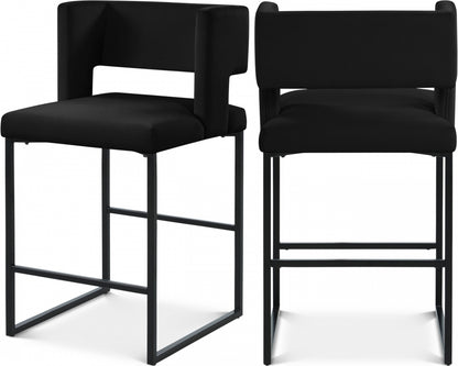 Caleb Counter Stool with Matte Black Finished (Set of 2)