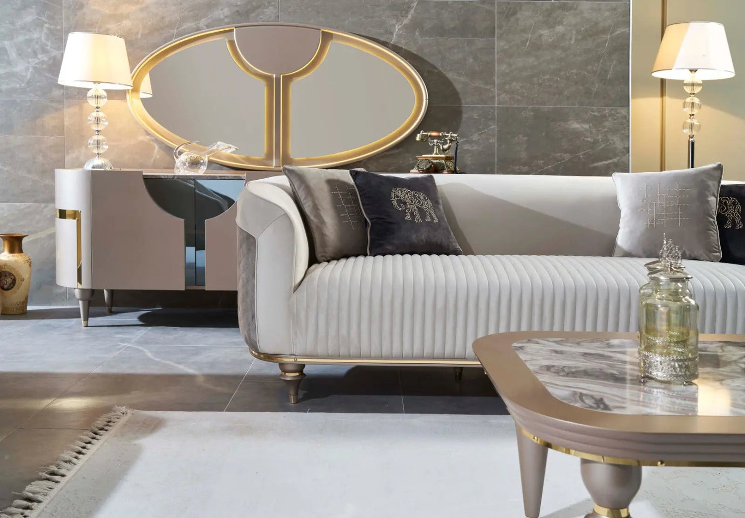 Arya Gold Sofa Set euro-furn