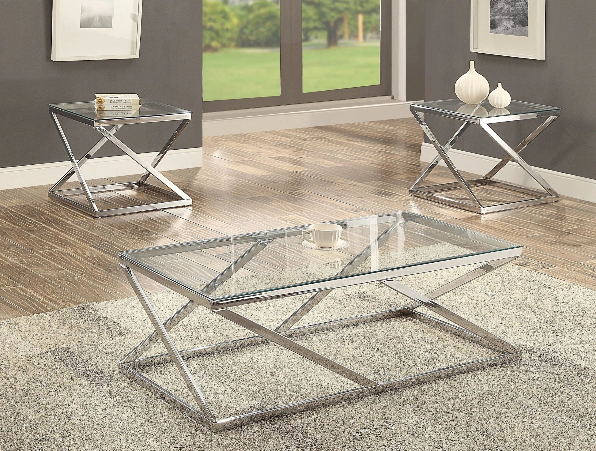 Chase - 3 Piece Cocktail Table - Pearl Silver - Ferro Furniture