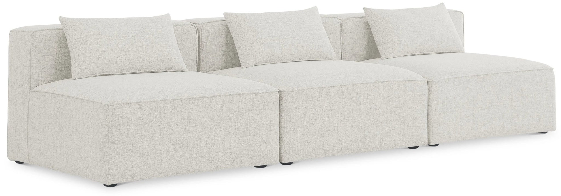 Cube - Linen Modular 3 Seat Armless Sofa - Ferro Furniture