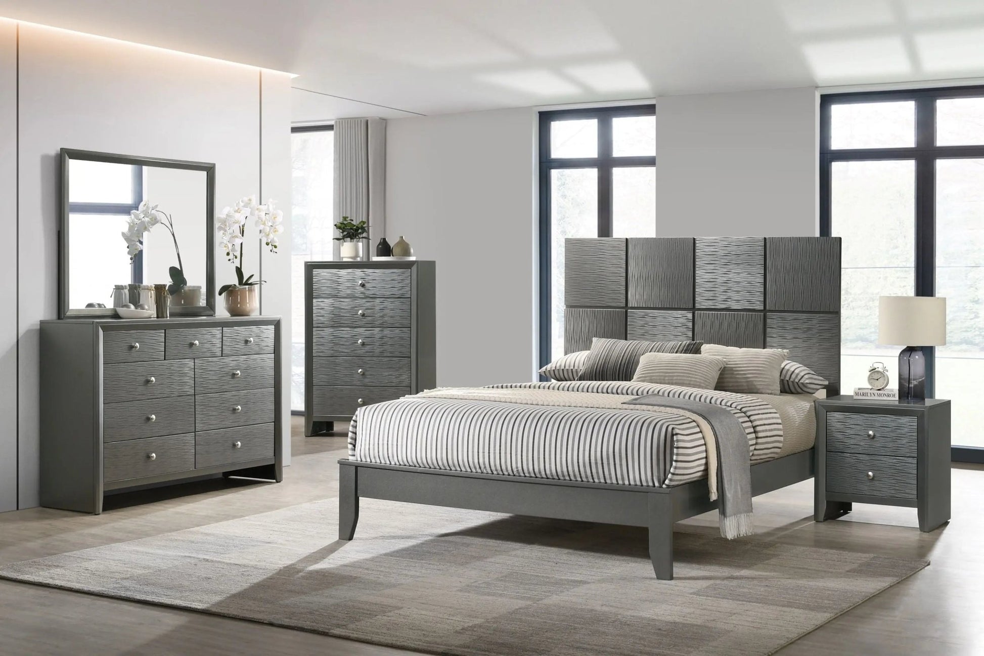 Denker - Full Bed - Gun Metal - Ferro Furniture