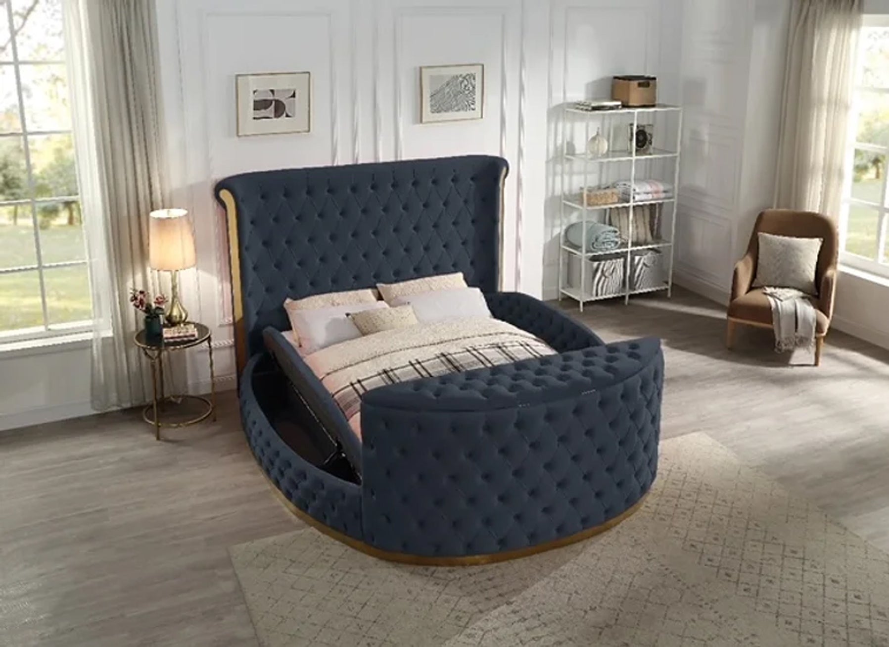 Lauren King Grey Platform TV Bed - Ferro Furniture