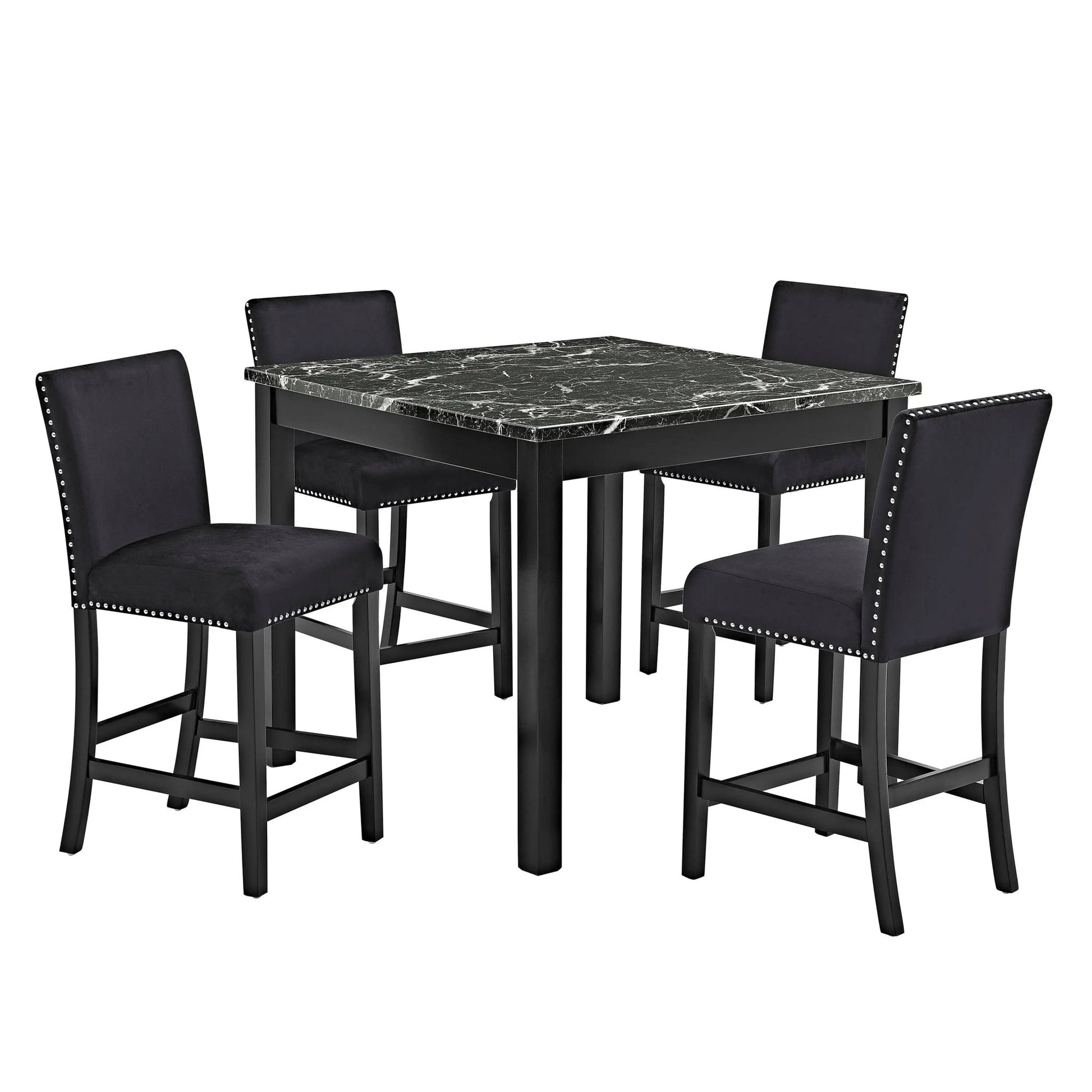 Lennon - 5 Piece Counter Height Set - All Black - Ferro Furniture