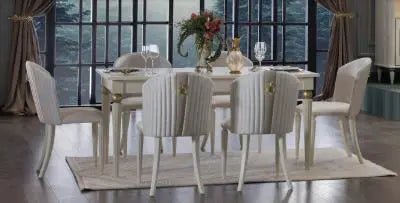 Mistral 6114 Dining Chair 2PCS (Opak White / Duca Cream) - Ferro Furniture