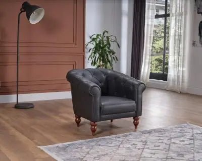 Muse Armchair (Muse Grey PU) 1 Piece - Ferro Furniture
