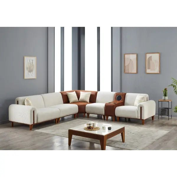 Mustang Sectional Cream - Ferro Furniture