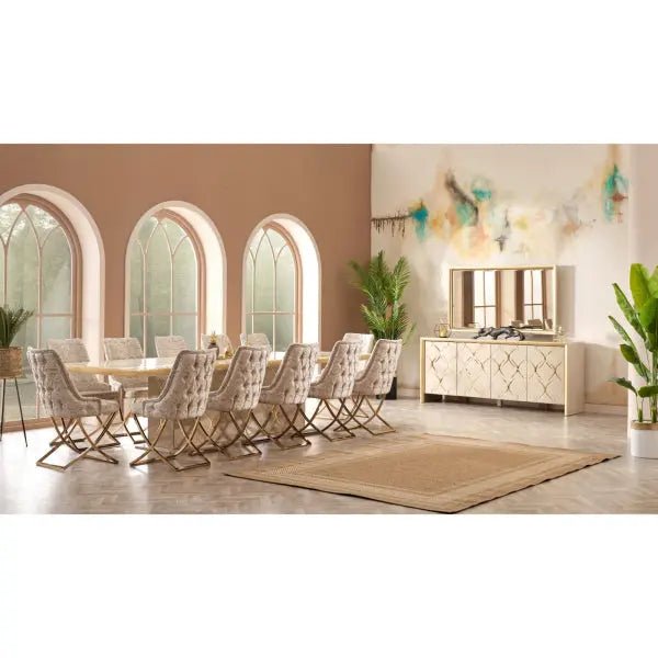 Napoli Diningroom (Consol With Mirror & Dining Table & 6 Dining Chair) - Ferro Furniture