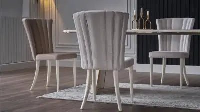 Plaza 6339 Dining Chair 2pcs (Silver Vizon /Ivory) - Ferro Furniture