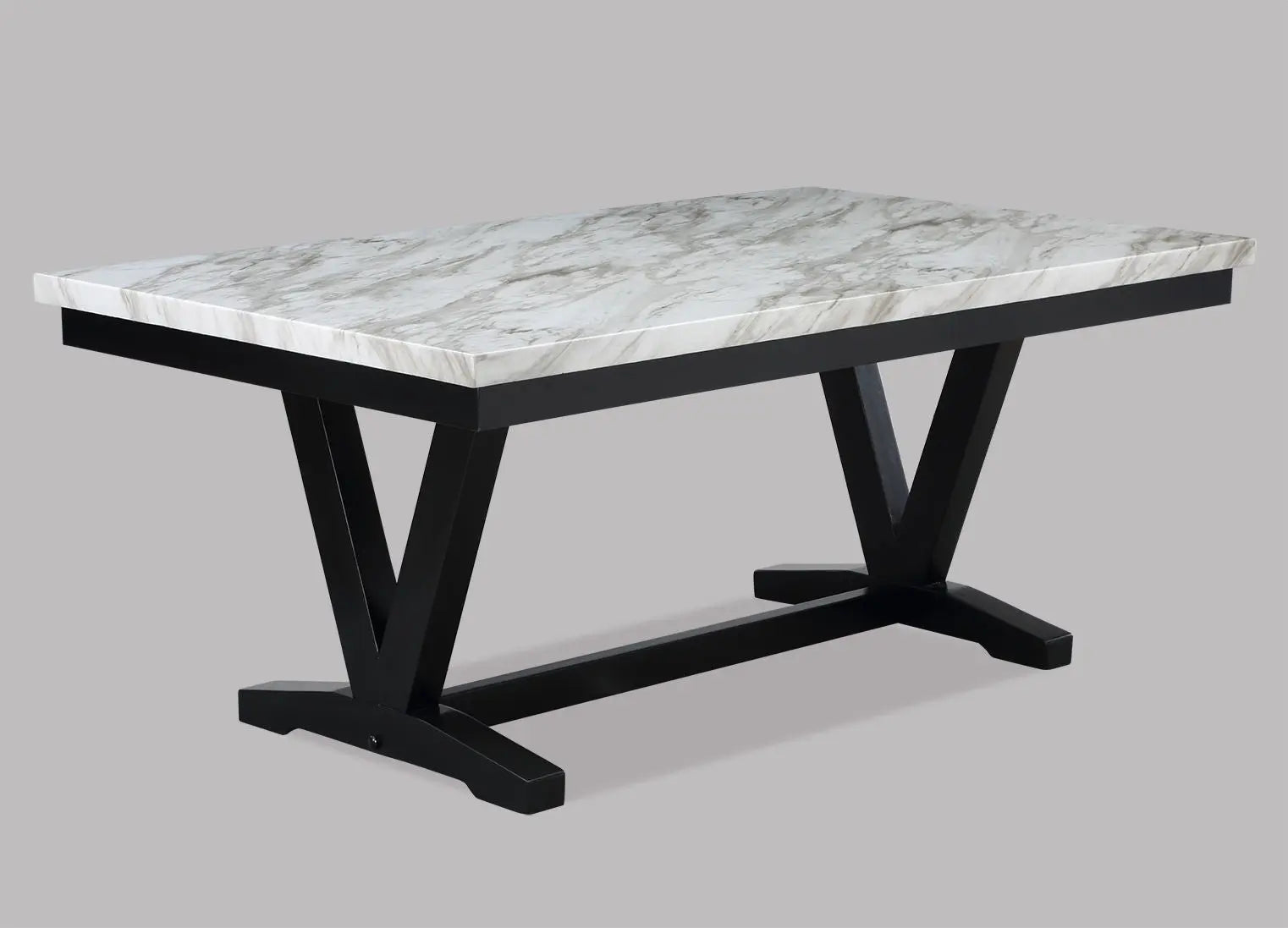 Tanner - Dining Table, Faux Carrara Marble - White - Ferro Furniture