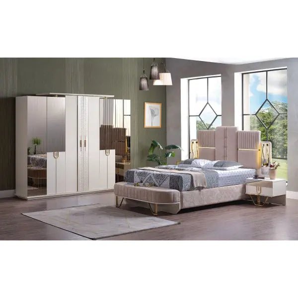 Valence Bedroom (Queen Storage Bed With Headboard & Dresser With Mirror & 2 Nightstand ) - Ferro Furniture