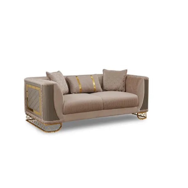 Valentino Stationary Livingroom Loveseat Beige - Ferro Furniture
