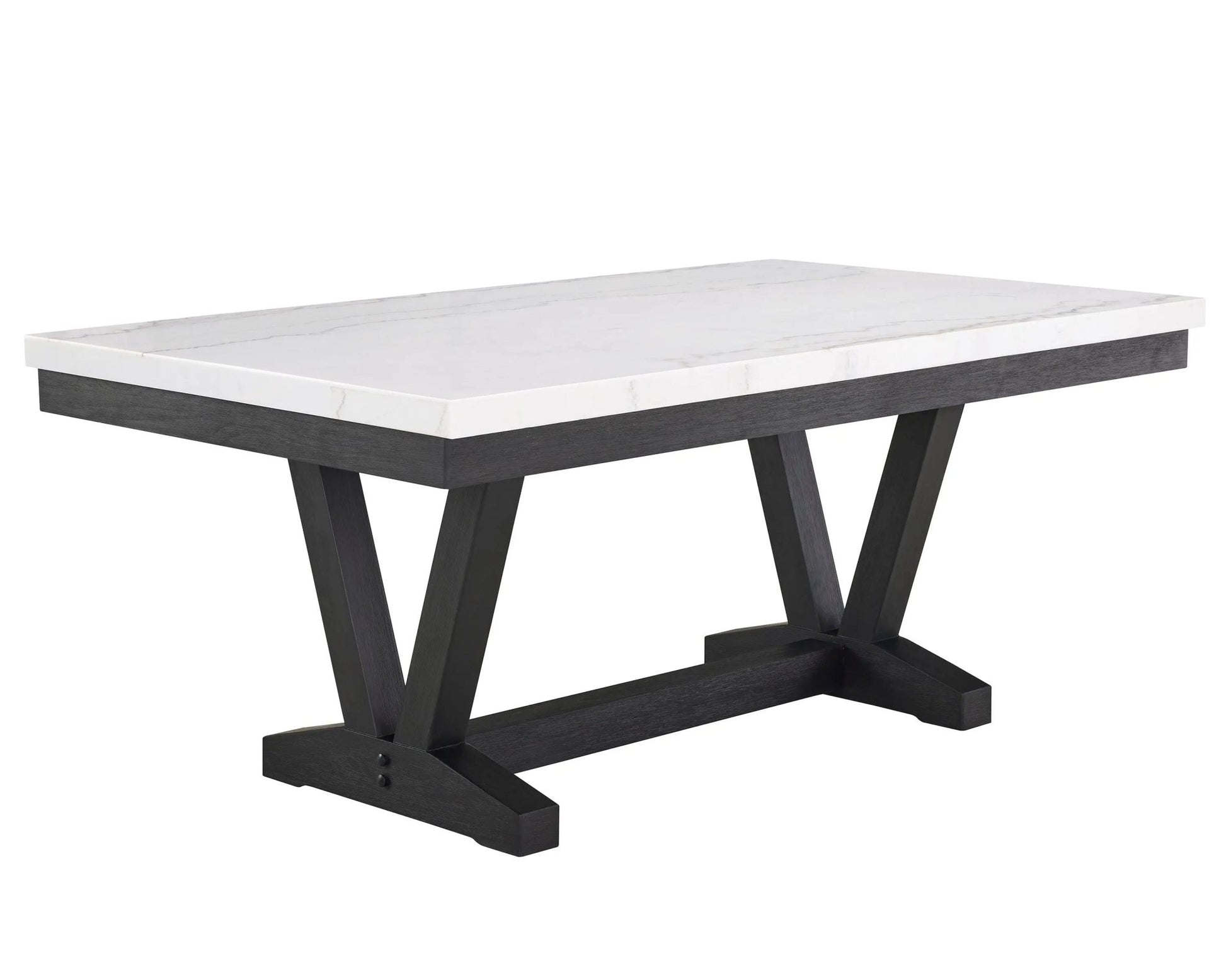 Varley - Genuine Marble Dining Table - Charcoal & White - Ferro Furniture
