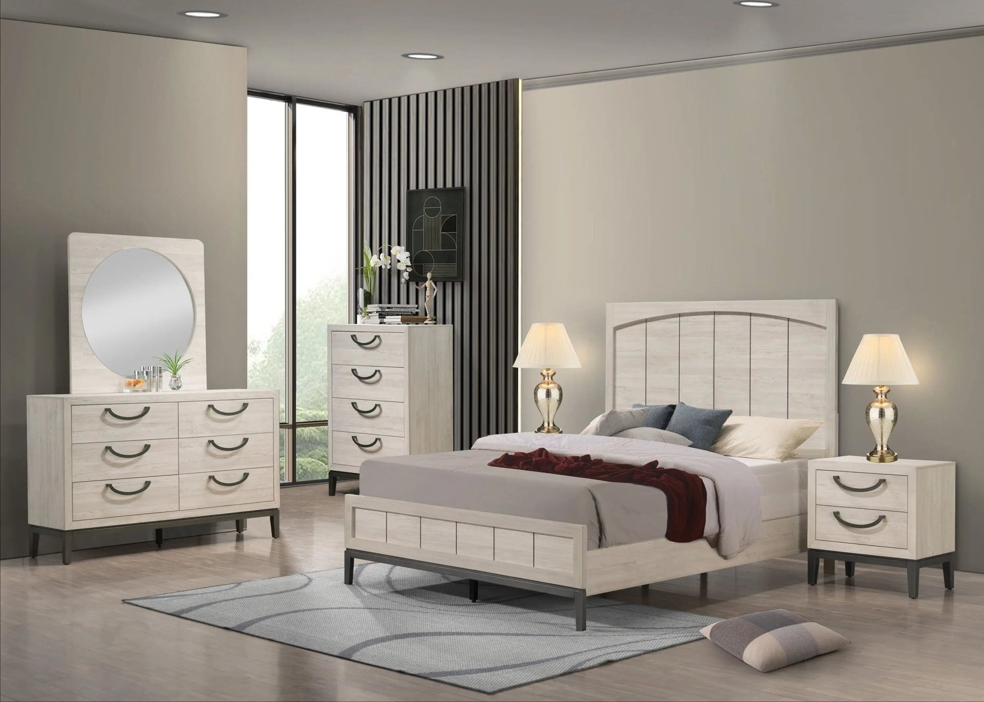 Veda - Dresser And Mirror - Pearl Silver - Ferro Furniture